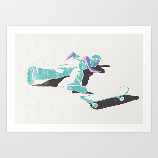 skateboarding (lost time, risograph version) Art Print