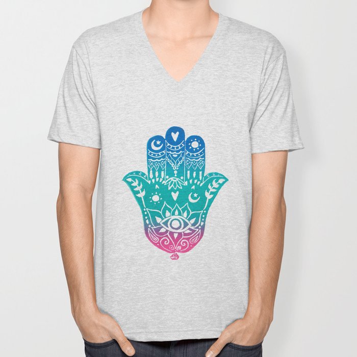 Hey Sister Go Sister Soul Sister Hamsa Unisex V-Neck by foreignspell