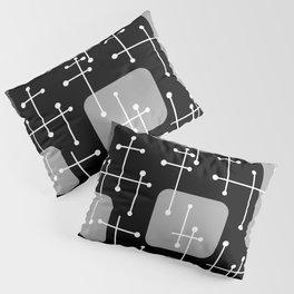 1950s Eames Era Art Crosshairs Black White Pillow Sham