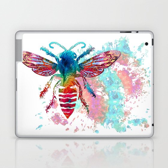 Colorful Nature Insect Art - Mandala Bee Laptop & iPad Skin