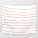 Seashell Pink Watercolor Stripes Shower Curtain By Simple