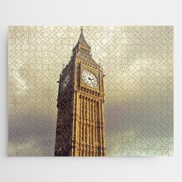 Great Britain Photography - Big Ben Under Gray Rain Clouds Jigsaw Puzzle