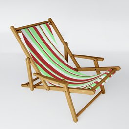 [ Thumbnail: Mint Cream, Red & Green Colored Lined Pattern Sling Chair ]
