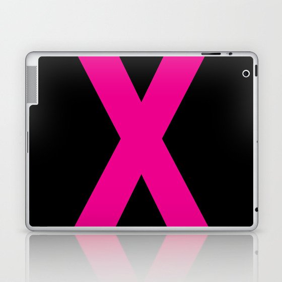 Letter X (Magenta & Black) Laptop & iPad Skin