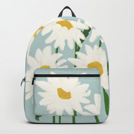 Flower Market - Oxeye daisies Backpack | Green, Retro, Market, Botanical, Cottagecore, Minimal, Illustration, Vintage, Typography, Daisies 