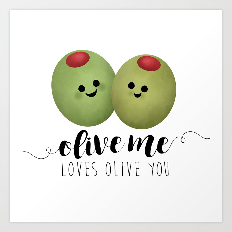 Olive Me Loves Olive You Dining Room Prints Illustrations Framed Posters 