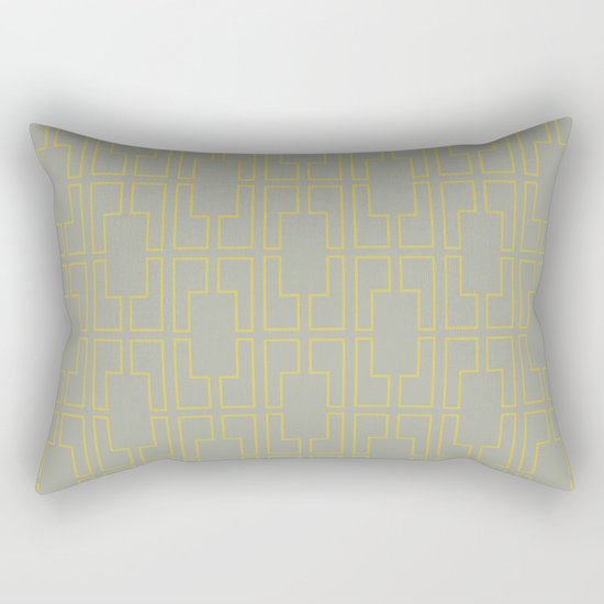 Simply Mid-Century Mod Yellow on Retro Gray Rectangular Pillow