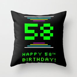 [ Thumbnail: 58th Birthday - Nerdy Geeky Pixelated 8-Bit Computing Graphics Inspired Look Throw Pillow ]