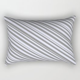 [ Thumbnail: Grey & Lavender Colored Striped Pattern Rectangular Pillow ]