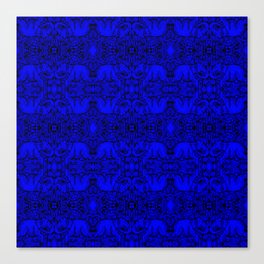 Kaleidoscope - Elephants - More Blue - Stamp Detail Canvas Print