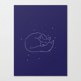 Arctic fox in a winter starry night Canvas Print