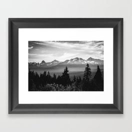 Morning in the Mountains Black and White Framed Art Print