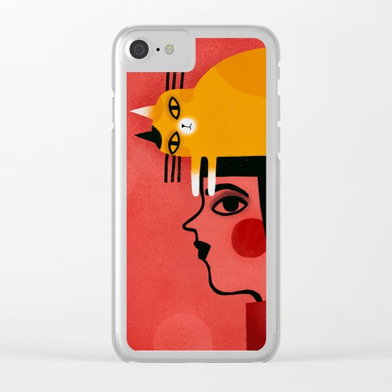 YELLOW CAT HAT Clear iPhone Case