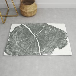Locust Tree ring image, woodcut print Area & Throw Rug
