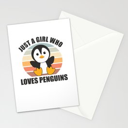 Just One Girl Who Loves Penguins - Cute Penguin Stationery Card