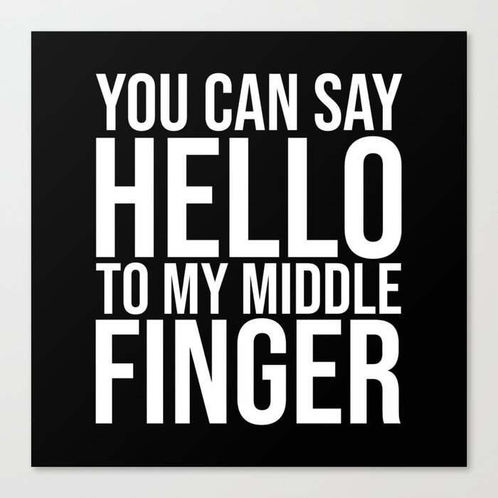 You Can Say Hello To My Middle Finger, Quote Canvas Print