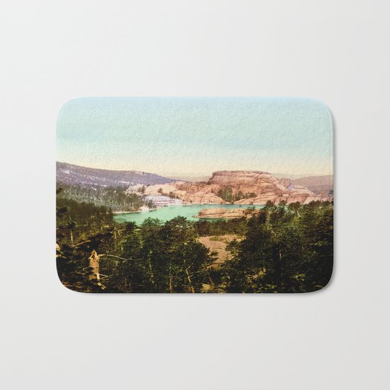 Forest mountains Lake Vintage Scenery Bath Mat