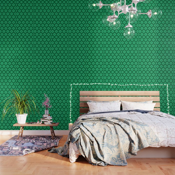 Clover love - green Wallpaper