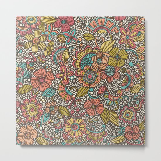 Doodles Garden Metal Print
