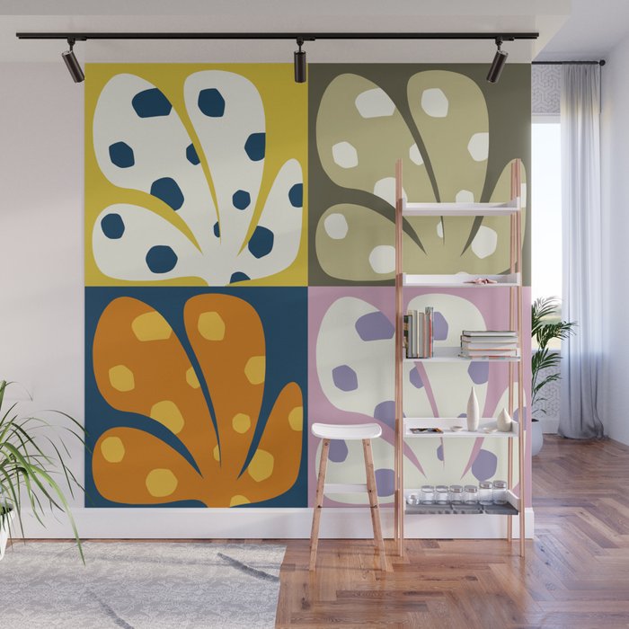 Spots patterned color leaves patchwork 4 Wall Mural
