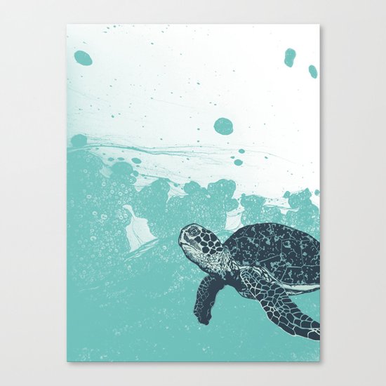 Sea Foam Sea Turtle Canvas Print