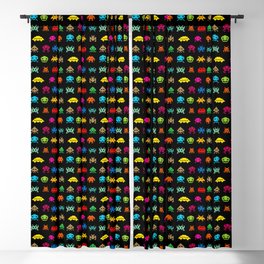 Invaders of Space retro arcade video game pattern design Blackout Curtain