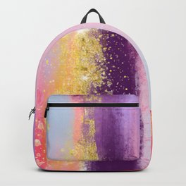 Pink Purple Gold Paint Brush Strokes Backpack