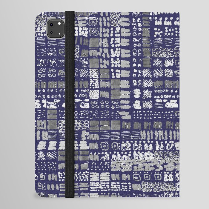 shibori inspired navy blue ink marks hand-drawn collection iPad Folio Case