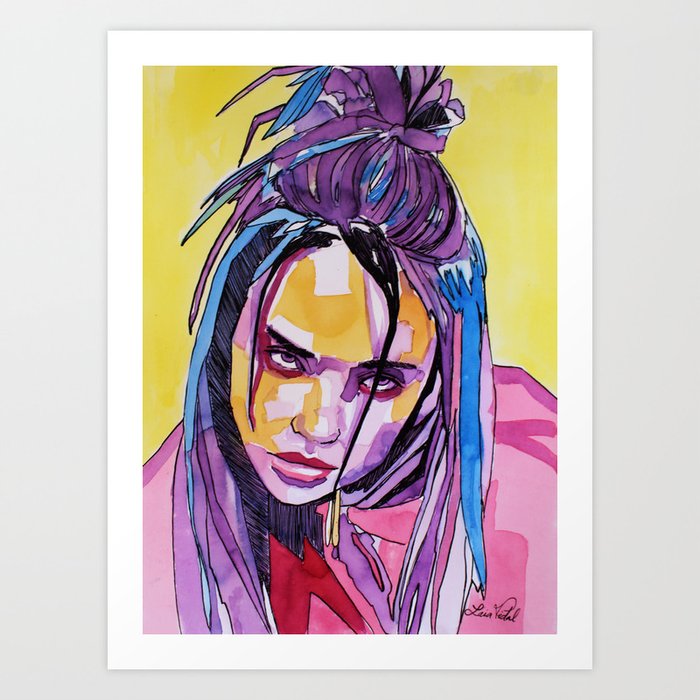 Billie Ellish's watercolor portrait Art Print