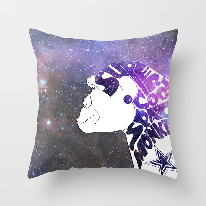 Super Cool Space Monkey Throw Pillow