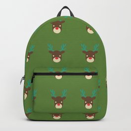 Cute deer pattern Christmas decorations retro colors green background Backpack