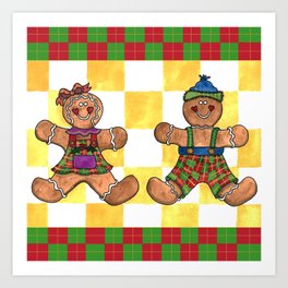 Gingerbread Twins Art Print