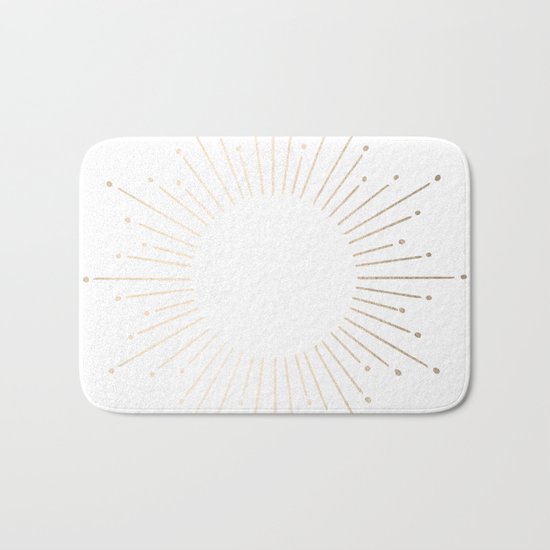 Simply Sunburst in White Gold Sands on White Bath Mat