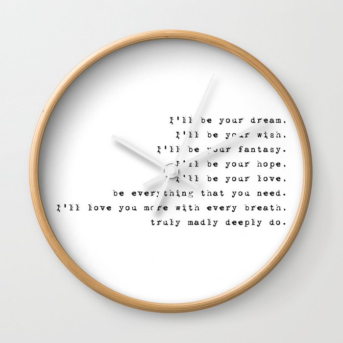 Truly Madly Deeply Lyrics Collection Wall Clock By Missguiguitte Society6