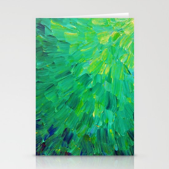 SEA SCALES in GREEN - Bright Green Ocean Waves Beach Mermaid Fins Scales Abstract Acrylic Painting Stationery Cards