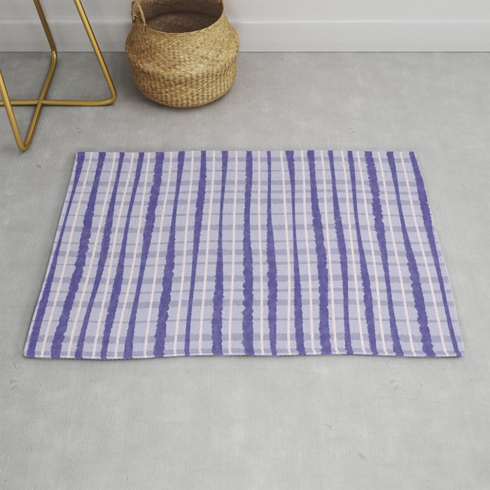 Retro Picnic Painted Stripes Woven Pattern in Light Purple Rug