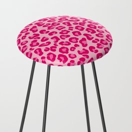 Leopard Print in Pastel Pink, Hot Pink and Fuchsia Counter Stool