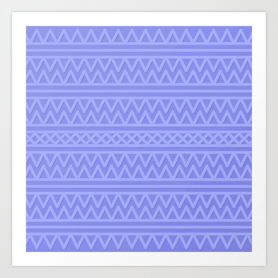 Pale Blue Aztec Style Art Print
