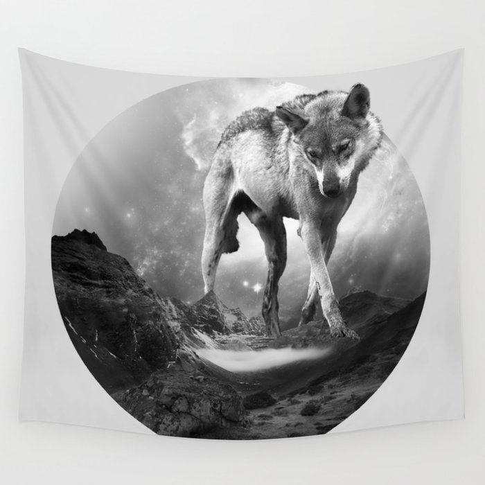 Galactic Wolf Wall Tapestry by Michele Lenarduzzi Society6