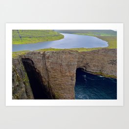 The Lake above the Ocean - Faroe Islands Art Print