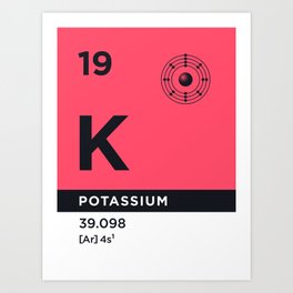 Periodic Element B - 19 Potassium K Art Print