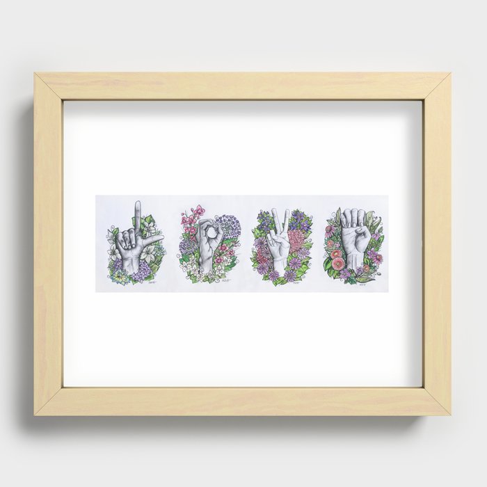 LOVE- ASL alphabet art Recessed Framed Print