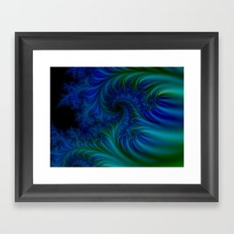 Blue Fractal Spiral Framed Art Print
