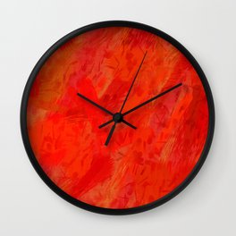 Hand drawn bright red orange Wall Clock