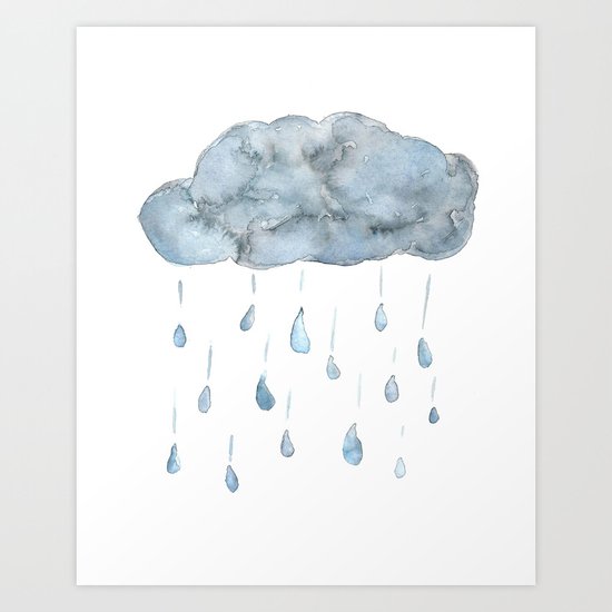 Watercolor Rain Cloud Art Print By Lindsaygail Society6