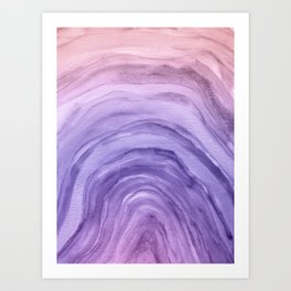 Purple Ombre Watercolor Agate Pattern Art Print