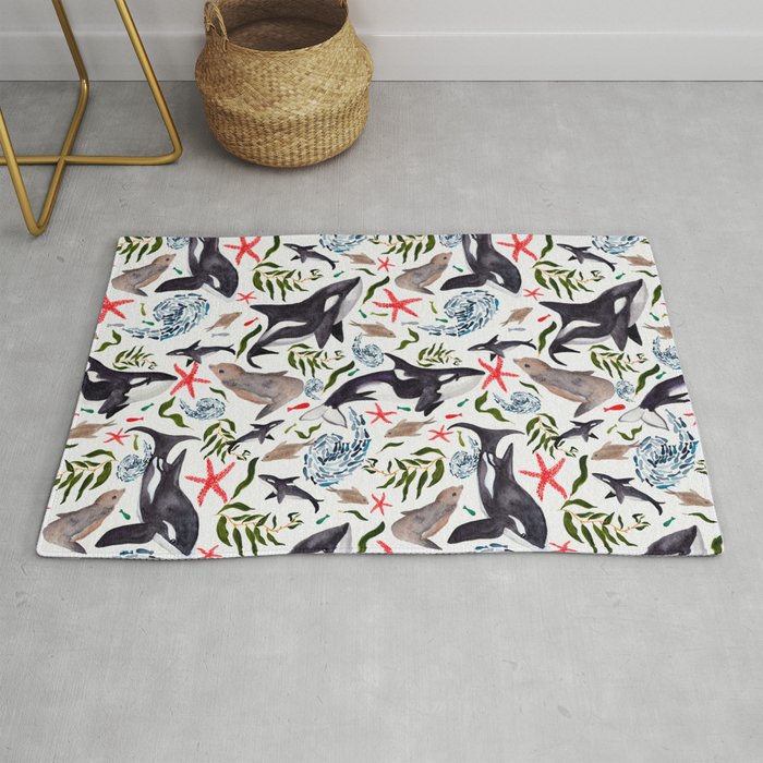 Orcas and Seals Rug