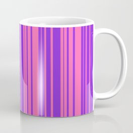 [ Thumbnail: Hot Pink and Purple Colored Striped/Lined Pattern Coffee Mug ]