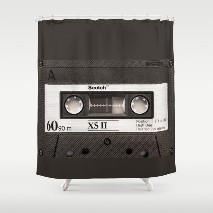 Cassette Tape Black And White #decor #society6 #buyart Shower Curtain