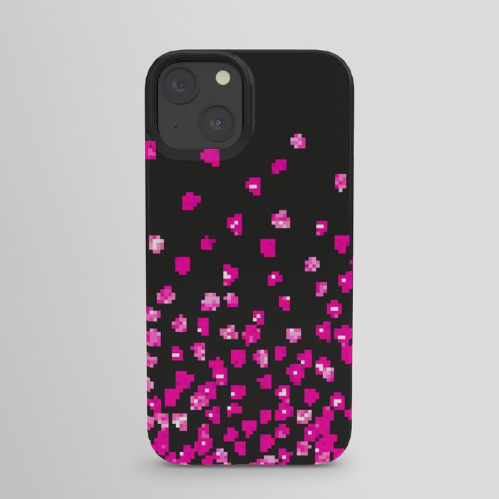 Valentines day heart with pink glitter sparkles. February 14th day. Vintage confetti, valentines day heart. Grunge hand drawn texture. Love theme iPhone Case